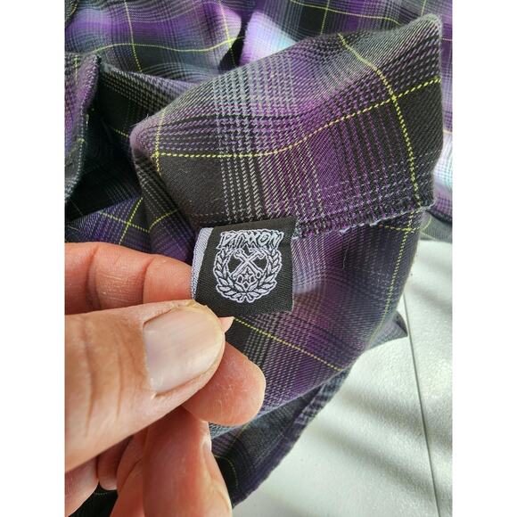 Dixxon Flannel Shirt Mens Medium Purple Plaid LS Ballistic 97 BJ Baldwin Punk - Picture 9 of 15